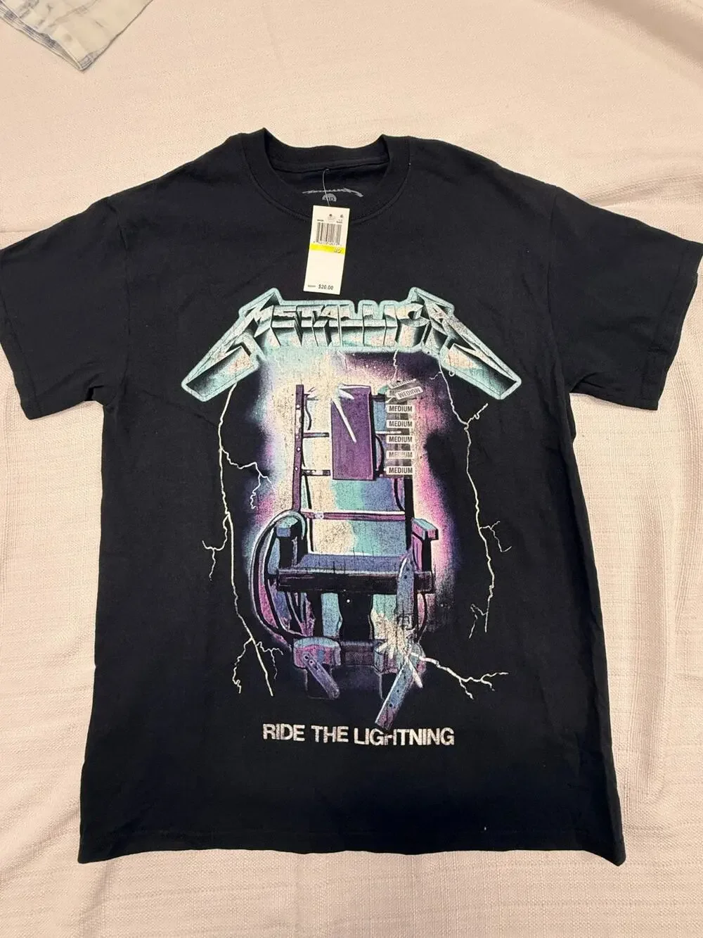 Metallica Ride The Lightning T Shirt Mens Size M Black Rock Band Graphic Tee